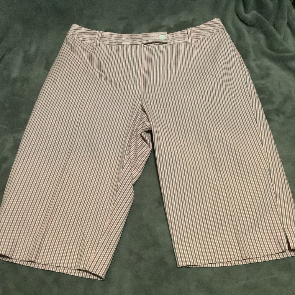 Peck & Peck Weekend Bermuda Shorts Striped Pink Grey Womens Sz 8 📦NP